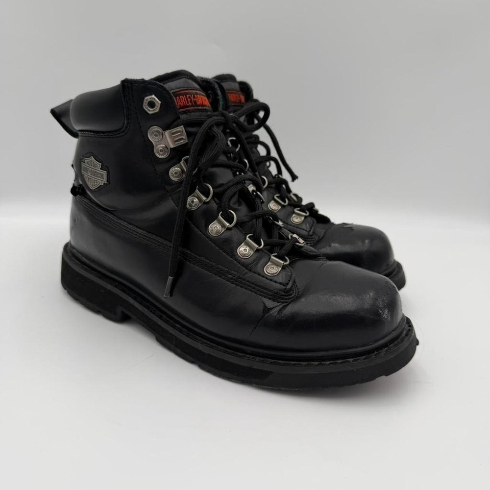 Harley-Davidson d91146 drive black leather lace up motorcycle boots men's us 8.5